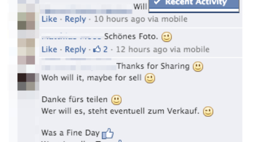 Facebook Kommentare sortieren