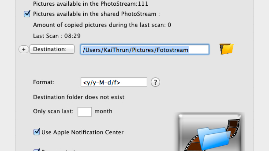 Photostream2Folder ist einfach eingerichtet