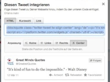 Tweets integrieren